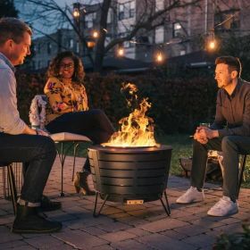 25-inch Outdoor Wood Burning Stainless Steel Smokeless Fire Pit with Cover