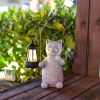 Solar Garden Statue Cat Figurine, Garden Art with Solar Lantern