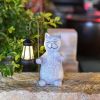 Solar Garden Statue Cat Figurine, Garden Art with Solar Lantern