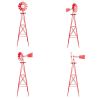 8FT Weather Resistant Yard Garden Windmill Red