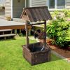 Outsunny Outdoor Wooden Wishing Well Fountain with Adjustable Water Flow Rate, Outdoor Rustic Waterfall Fountain with Electric Pump, Water Bucket