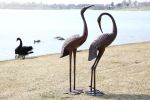 Kircust Crane Garden Sculptures & Statues,Large Size Metal Birds Yard Art,Standing Vintage Brass Heron Animal Lawn Ornament