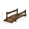 Outsunny 7.5' Wooden Garden Bridge with Planters, Stained Finish Arc Footbridge with Safety Railings for Backyard, Pond Stream, Stained Wood