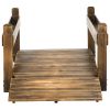 Outsunny 7.5' Wooden Garden Bridge with Planters, Stained Finish Arc Footbridge with Safety Railings for Backyard, Pond Stream, Stained Wood