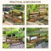 Outsunny 7.5' Wooden Garden Bridge with Planters, Stained Finish Arc Footbridge with Safety Railings for Backyard, Pond Stream, Stained Wood