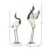 Outsunny Heron Garden Statues, 35.5" & 40.5" Standing Bird Sculptures, Metal Yard Art Decor for Lawn, Patio, Backyard, Landscape Decoration Set of 2