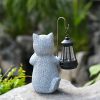 Solar Garden Statue Cat Figurine, Garden Art with Solar Lantern